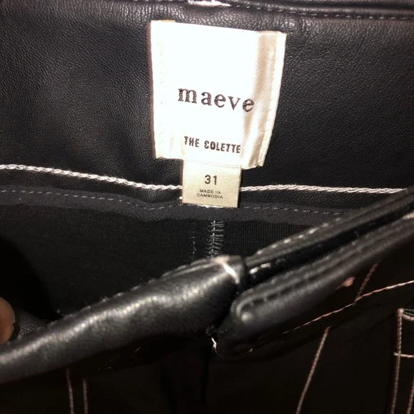 Anthropologie The Colette Faux-Leather Top-Stitch Crop Wide-Leg Pants Maeve 31 - Picture 4 of 6